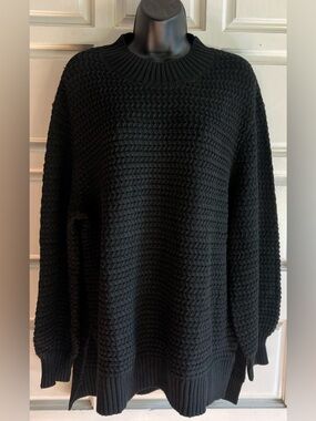 Grace Karin Black Crew Neck Woven Knit Sweater